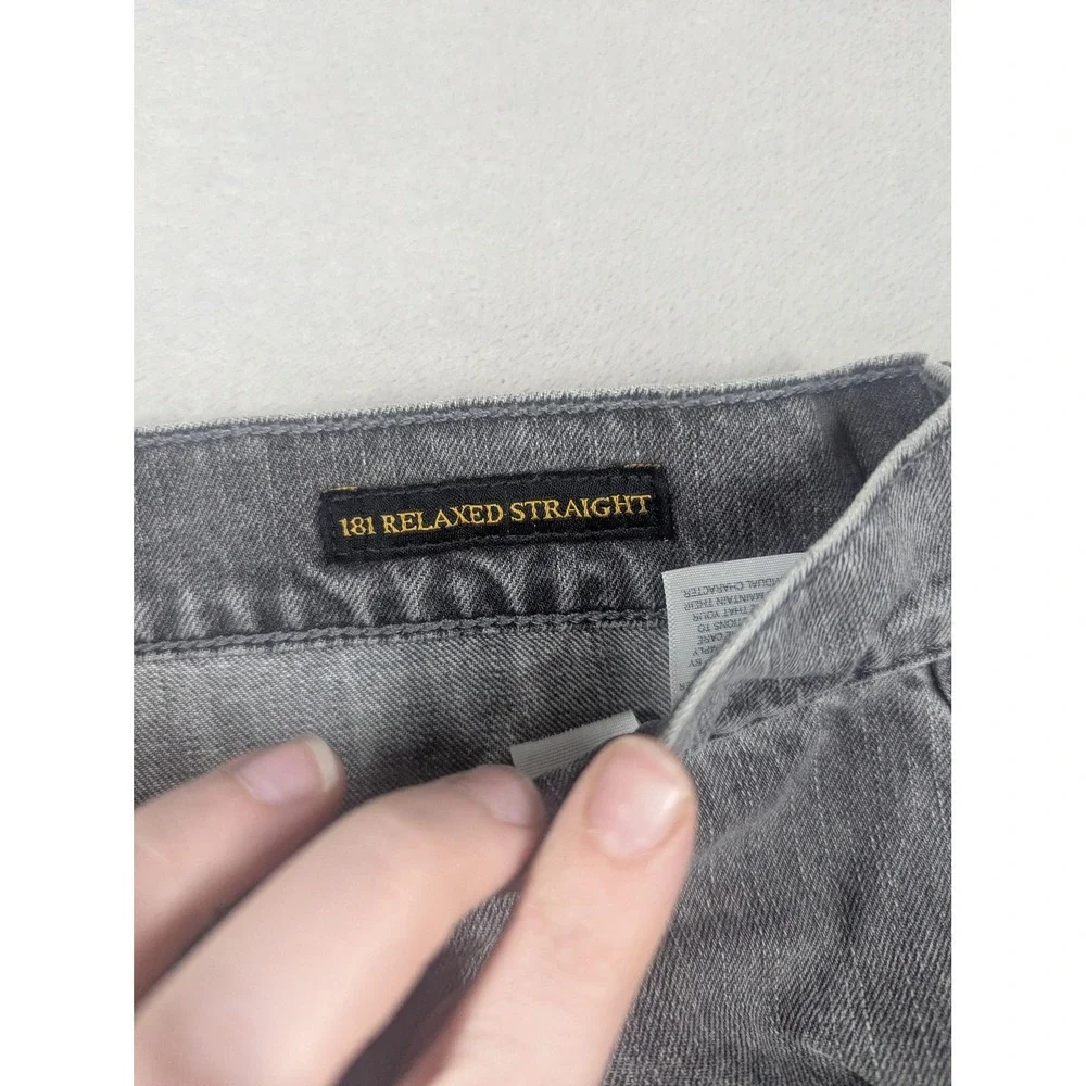 Lucky Brand 181 Relaxed Straight Jeans Mens 38x32 Gray Medium Wash Stretch Denim